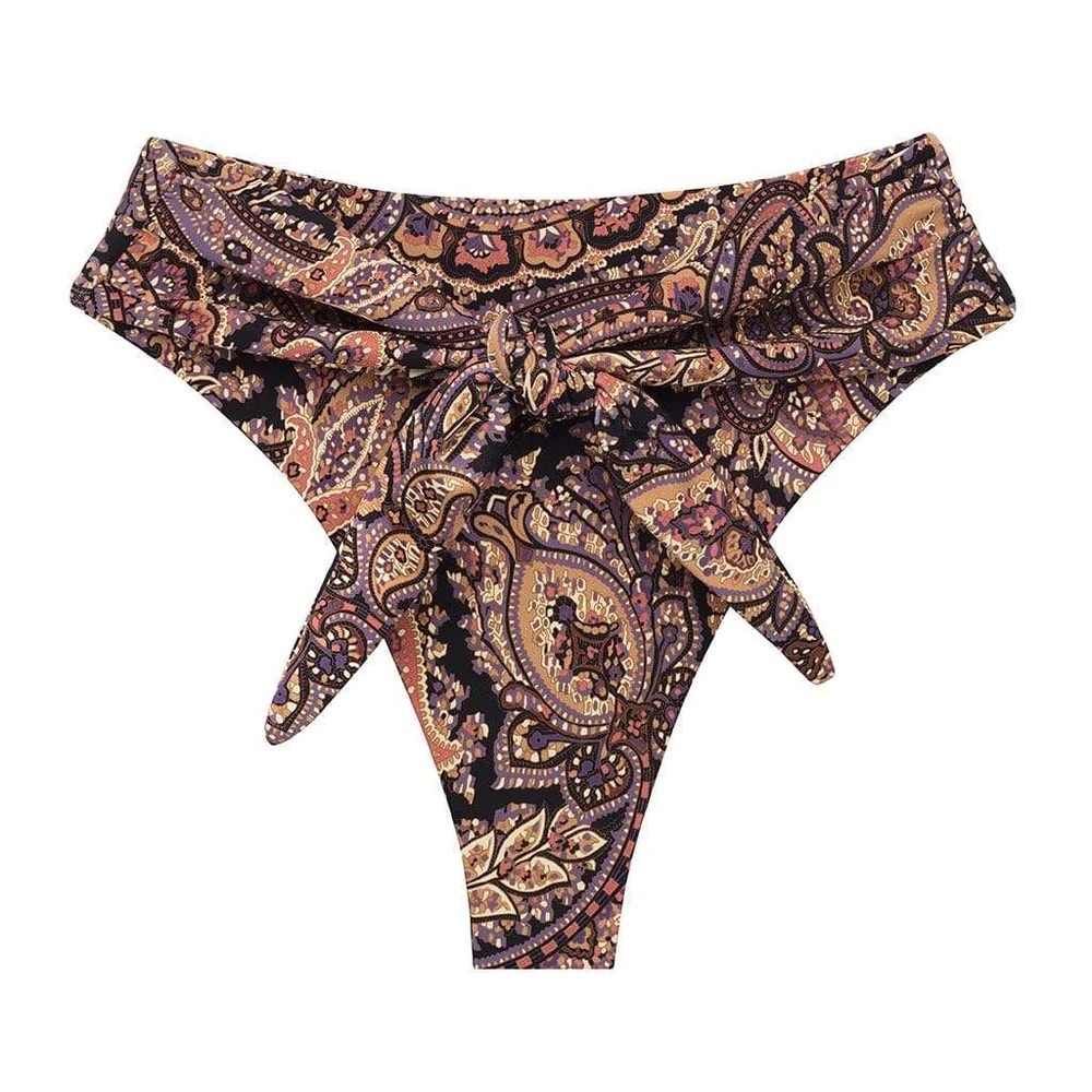 Montce Paisley Bikini Bottom - Purple and Tan